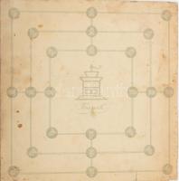 cca 1930 Kis Olimpiász Franck kávé társasjáték, Malomjáték táblája, kissé koszos 46x24 cm