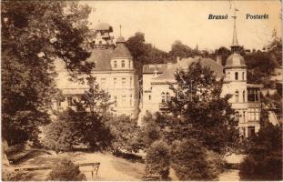 Brassó, Kronstadt, Brasov; Postarét. Vasúti levelezőlapárusítás 224. / Postwiese / Livadia postei