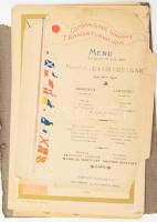 cca 1880-1906 Francia transzatlanti hajózási vállalatok járatainak fedélzeti étlapjai, 4 db, részben...