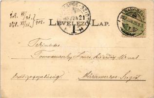 1902 Nagybánya, Baia Mare; Széchenyi liget, Római katolikus templom, Szent István torony. Kovács Gyu...