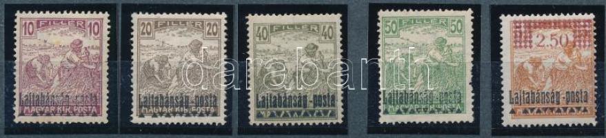Nyugat-Magyarország III. 1921 5 db bélyeg, a felülnyomat 3. háromszöge hiányzik, mind Bodor vizsgálójellel