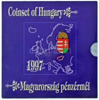 1997. 50f-200Ft (10xklf) Magyarország pénzérméi forgalmi sor dísztokban T:BU patina  Adamo FO30