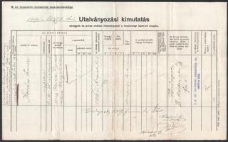 1917 Bp., utalványozási kimutatás özvegyek és árvák ellátási illetményeiről a veszteségi lajstrom alapján (I. világháború)