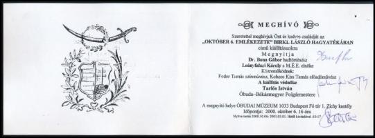 2000 Meghívó "Október 6. Emlékezete" Birkl László hagyatékában c. kiállításra, a meghívón ...