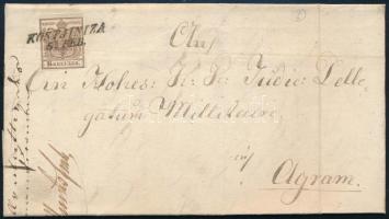 1851 6kr HP I korai nyomat, levélen teljes tartalommal KOSTAINIZA - AGRAM