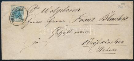 1856 9kr MP IIIb kis lemezhibával levélen PRESSBURG - Weiskirchen
