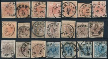 1850 21 db bélyeg: típusok, színváltozatok, bélyegzések