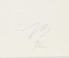 Bér János (1937-2021): Zöld-kék kompozíció, 1992. Szitanyomat, papír, jelzett, számozott (10/40). La...