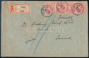 1896 Ajánlott levél 5kr négyescsíkkal bérmentesítve VINGA - Temesvár