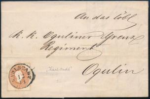 1862 10kr távolsági levélen teljes tartalommal KARLSTADT