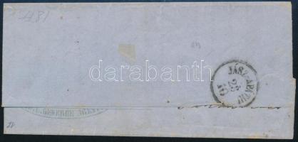 ~1865 2kr hiányos nyomtatványon "(PES)TH" - Kisér ~1865 2kr on partial printed matter &quo...