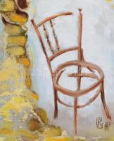 Balázs Andor Gábor (1934-1999): Régi dolgok, olaj, farost, jelzett, fa keretben, 47,5×40,5 cm