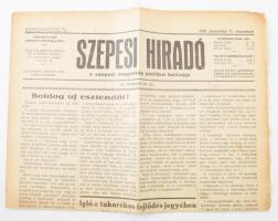 1938. dec. 31 Szepesi Híradó hetilap újévi száma, apró szakadásookal, néhány kevés ceruzás jelöléssel