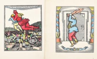 Kozma Lajos (1884-1948): 8 darab klf színes metszet, cca 8x7 cm