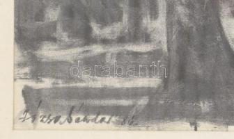 Józsa Sándor (1910-1989): Erdőrészlet, 1986. Szén, papír, jelezve balra lent, üvegezett fakeretben, ...