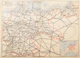 cca 1938 Germany, Schematic Map of the Railway Lines / Németország vasútvonalainak térképe, 36,5x27 cm