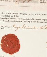 1855 Nagykőrös, osztrák-magyar útlevél (Reisepass), Jalsoviczky Ida (szül. Kenessey) részére kiállít...