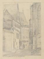 Albert Schumacher (?-?): Essling a. Neckar, ceruza, papír, jelzett, foltos, 26x19 cm