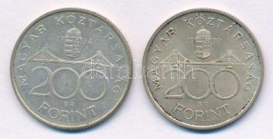 1993. 200Ft Ag "MNB" + 1994. 200Ft Ag "Deák" T:AU,XF patina Adamo F13, F13.1