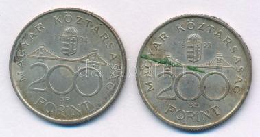 1993. 200Ft Ag "MNB" + 1994. 200Ft Ag "Deák" T:AU,XF patina Adamo F13, F13.1
