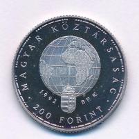 1992. 200Ft Ag "Veszélyeztetett állatvilág - Fehér gólya" T:PP patina 
Adamo EM126