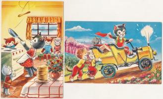 4 db MODERN állatos motívum képeslap: macskák