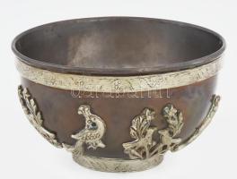 Antik kínai bowl. Réz, kopással, d: 12 cm, m: 7 cm