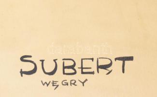 Subert Wegry. Lengyel művész karikatúrája. Vegyes technika, papír Jelzett 44x34 cm Kis beszakadásokk...