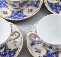Zsolnay Marie Antoinette mintás 6 darab kávés csésze aljjal, jelzett, minimális kopással