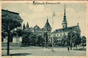 1919 Feldbach (Steiermark), Kirchenplatz / square, church (EB)