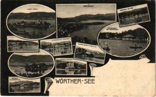 Wörthersee (Kärnten), Maria Wörth, Pörtschach, Maiernigg vom See, Krumpendorf See-Restaurant, Militärschwimmschule, Etablissement Wahliss, Schloss Bercht b. Reifnitz, Schloss Grünwald, Loretto (wet corners)