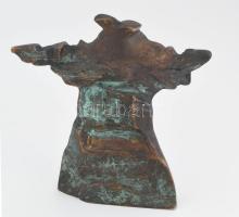 Ismeretlen szobrász: Strukturalista szobor. Bronz, patinás, m: 14 cm