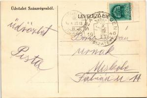 1940 Szászrégen, Reghin; Fő tér, bevonulás / entry of the Hungarian troops, main square + "1940...