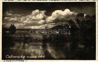 1940 Csíkszereda, Miercurea Ciuc; Csíkország visszatért. Aladics photo + &quot;1940 Csíkszereda visszatért&quot; So. Stpl