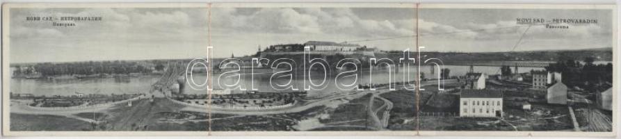 1941 Újvidék, Novi Sad; Pétervárad vára. 3-részes kinyitható panorámalap / Petrovaradin. 3-tiled folding panoramacard (r) + &quot;1941 Újvidék visszatért&quot; So. Stpl