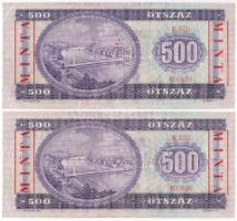 1969. 500Ft (2x) sorszámkövetők "MINTA" felülnyomással és perforációval "E 000 000939...