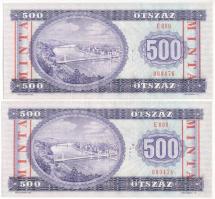 1990. 500Ft (2x) egy ugrással sorszámkövetők "MINTA" felülnyomással és perforációval "...
