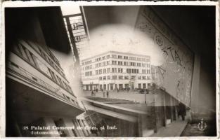 1940 Kolozsvár, Cluj; Palatul Camerei de Com. si Ind., fotomontaj / Chamber of Commerce and Industry / Kereskedelmi és iparkamara palotája + &quot;1940 Kolozsvár visszatért&quot; So. Stpl