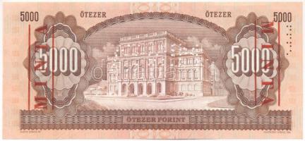 1992. 5000Ft "J 00000992" sorszámmal, piros "MINTA" felülnyomással és perforáció...