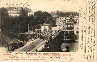 1899 (Vorläufer) Cieszyn, Teschen; Olsabrücke / bridge, castle. Verlag v. Ed. Feitzinger (Rb)