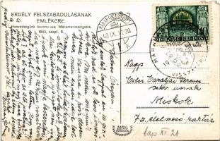 1940 Máramarossziget, Sighetu Marmatiei; bevonulás, katonák motorral, automobile / entry of the Hung...