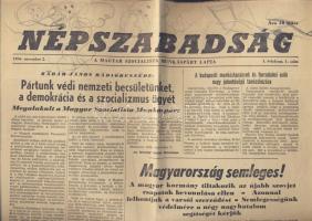 1956. november 2.-i Népszabadság újság jó de az újságnév ceruzával összefirkált állapotban