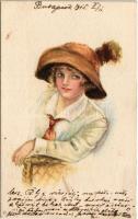 1915 American Girl No. 42. / Lady art postcard s: Alice Luella Fidler (EK)