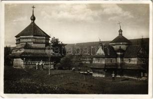 1941 Kőrösmező, Körösmező, Jaszinya, Jasina, Yasinia (Máramaros); Strukivsky kostel se zvonicí / Sztrutiuszki híres fatemplom a XVI. századból / Orthodox wooden church from the 16th century (EK)