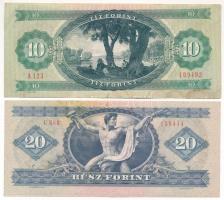 1975. 10Ft + 20Ft mindkettő eltolódott nyomattal T:F erős papír, folt