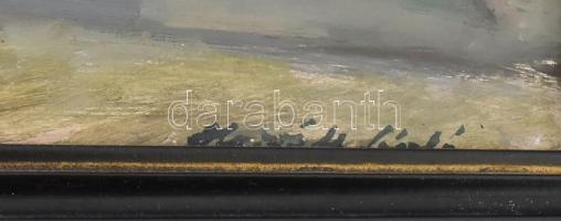 Horváth László (?-?): Városi utcarészlet. Olaj, farost. Jelzett. Kis kopással,. sérült keretben. 30x...