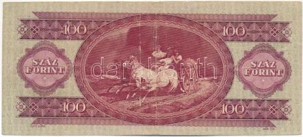 1949. 100Ft "B 335 054206" ferde nyomattal és nyomdai papírráncokkal T:F,VG Adamo F28