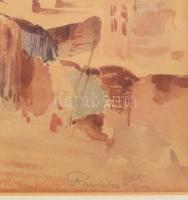 Rauscher Lajos (1845-1914): Arab város minarettel. Akvarell, papír. Jelezve jobbra lent. Hátoldalán ...