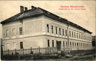 Felsővisó, Viseu de Sus; M. kir. állami iskola. Kaufmann Ábr. és fiai kiadása / school (EK)