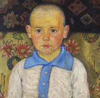 F Ruzicka jelzéssel: Kisfiú portréja, 1917. Olaj, vászon. Hátoldalán Hoffmann Ferencz képkeretező 19...